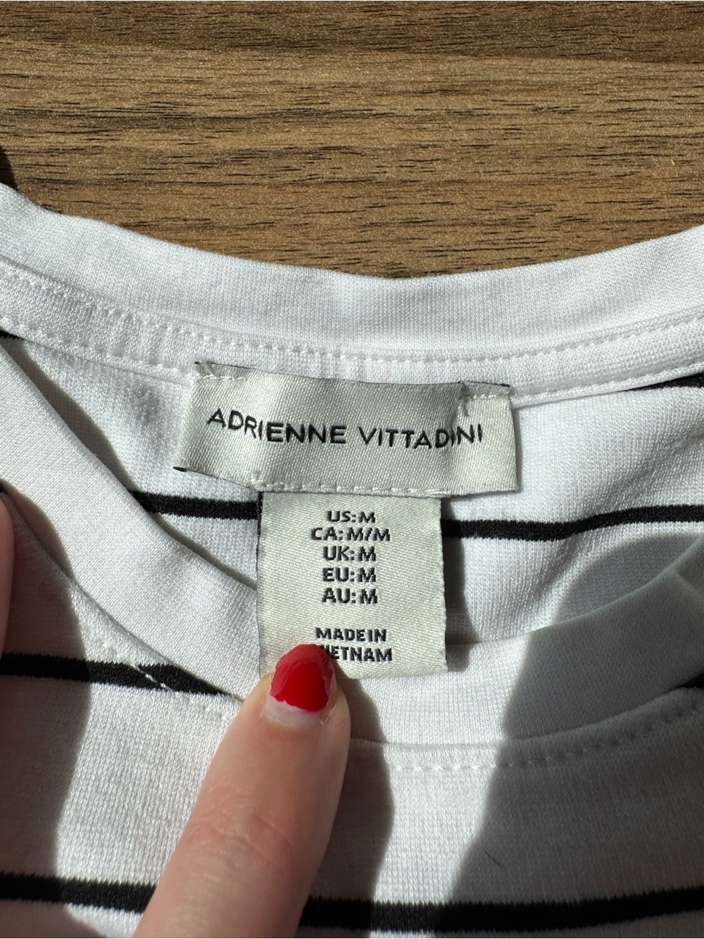 Adrienne Vittadini White and Black Stripe  T-shirt - Picture 2 of 3
